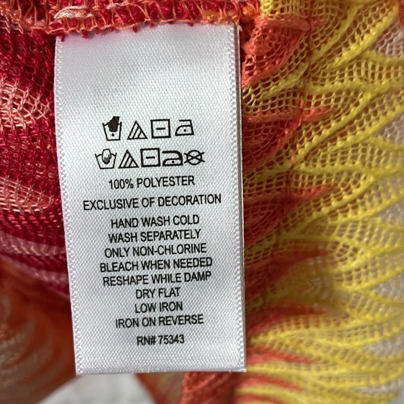 C & C California: Sheer red/orange/yellow beach coverup with pockets- M - Picture 4 of 16